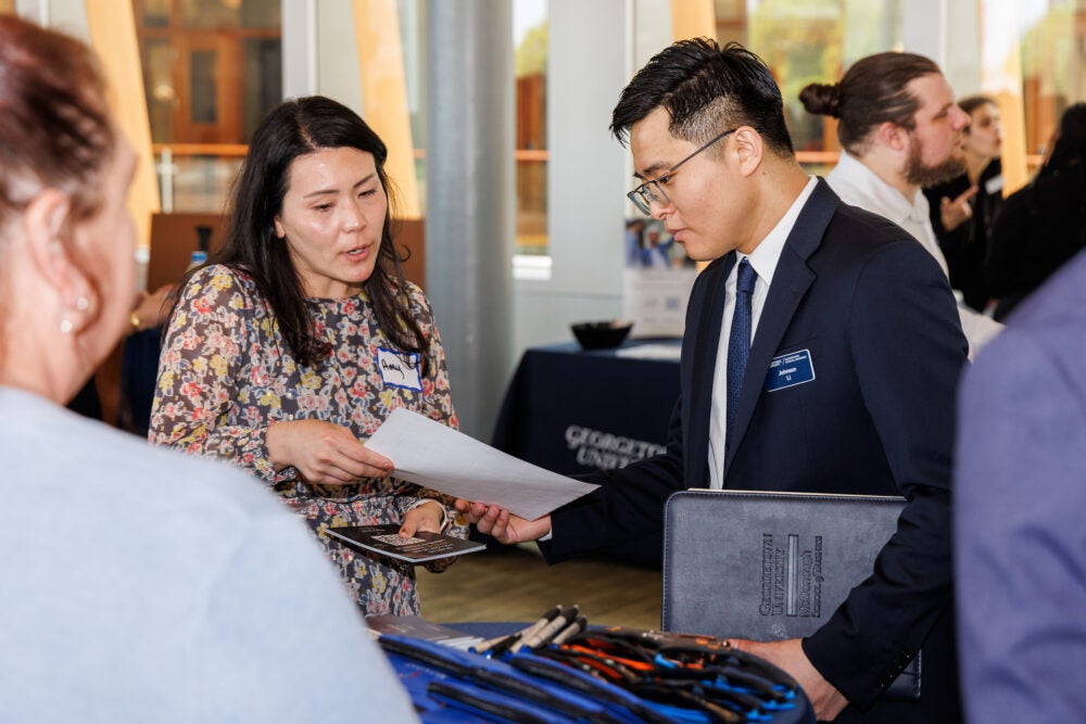 Georgetown Real Assets students meet with employers at the Steers Center Career Fair
