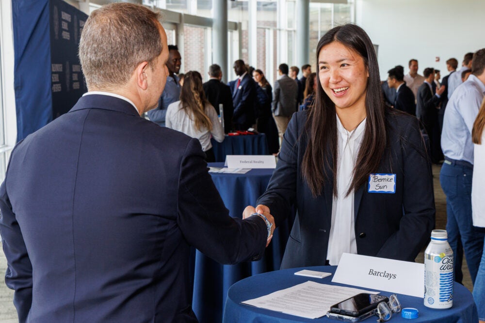 Georgetown Real Assets students meet with employers at the Steers Center Career Fair