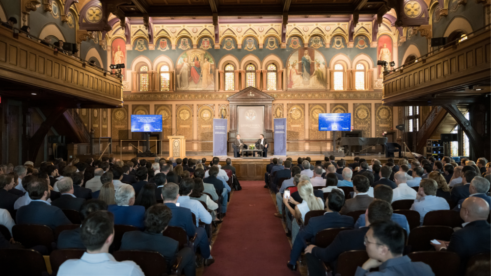 Photo of the Steers Luminaries 2026 event in Gaston Hall on Georgetown's campus